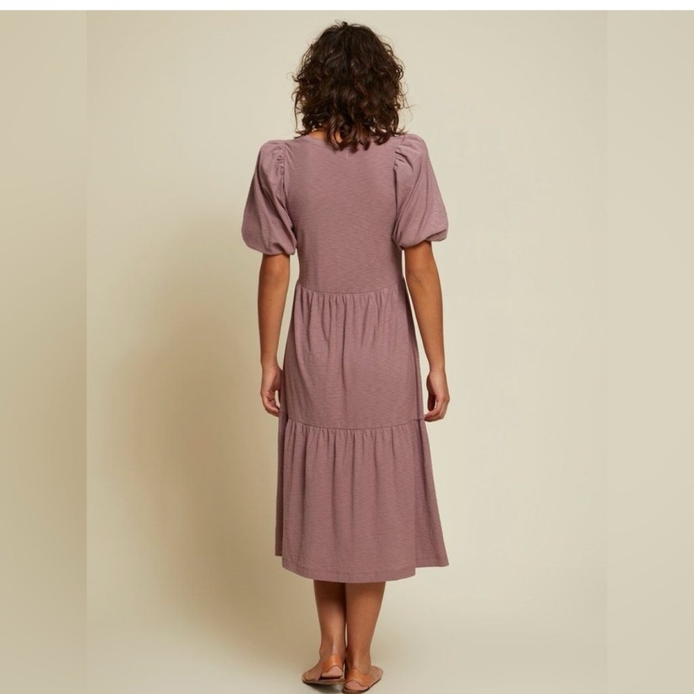 NATION LTD Geri Peasant Tiered Puff Sleeve Midi Dress Medium - Picture 4 of 10